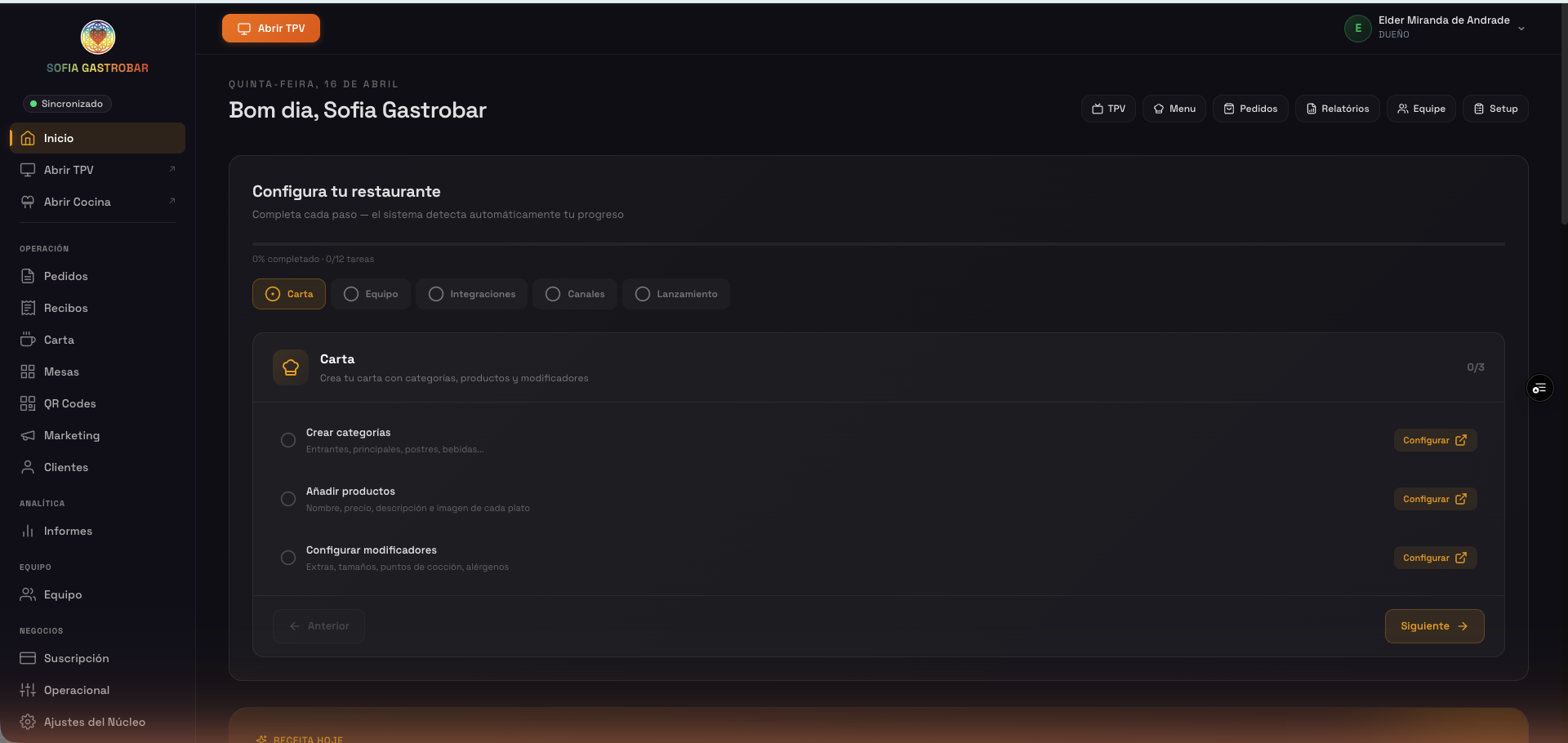 ChefIApp Dashboard